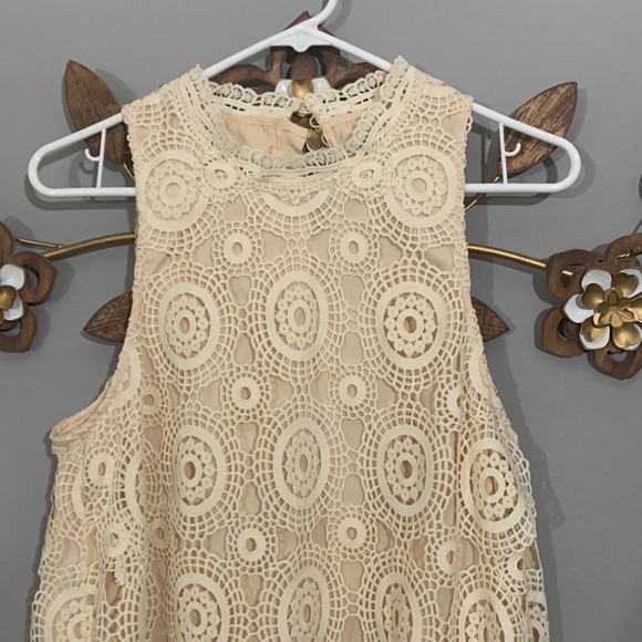 Free People Selma Ivory Crochet Sleeveless Dress Size 10 - Picture 4 of 8